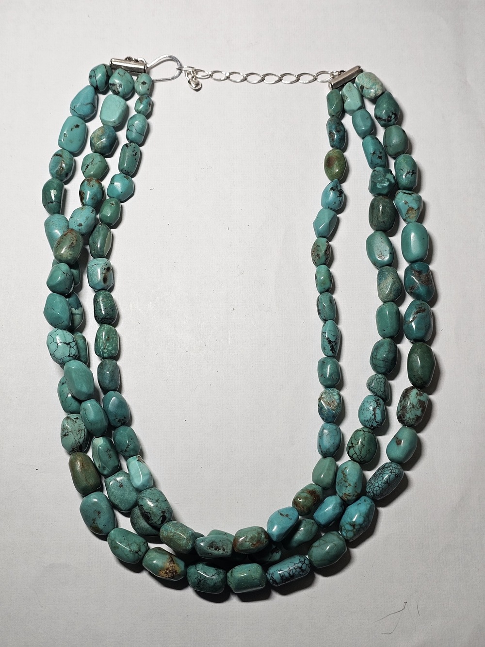 Vintage Jay King DRT Tripple Turquoise Bead Sterling Silver 21" Necklace - Picture 5 of 9